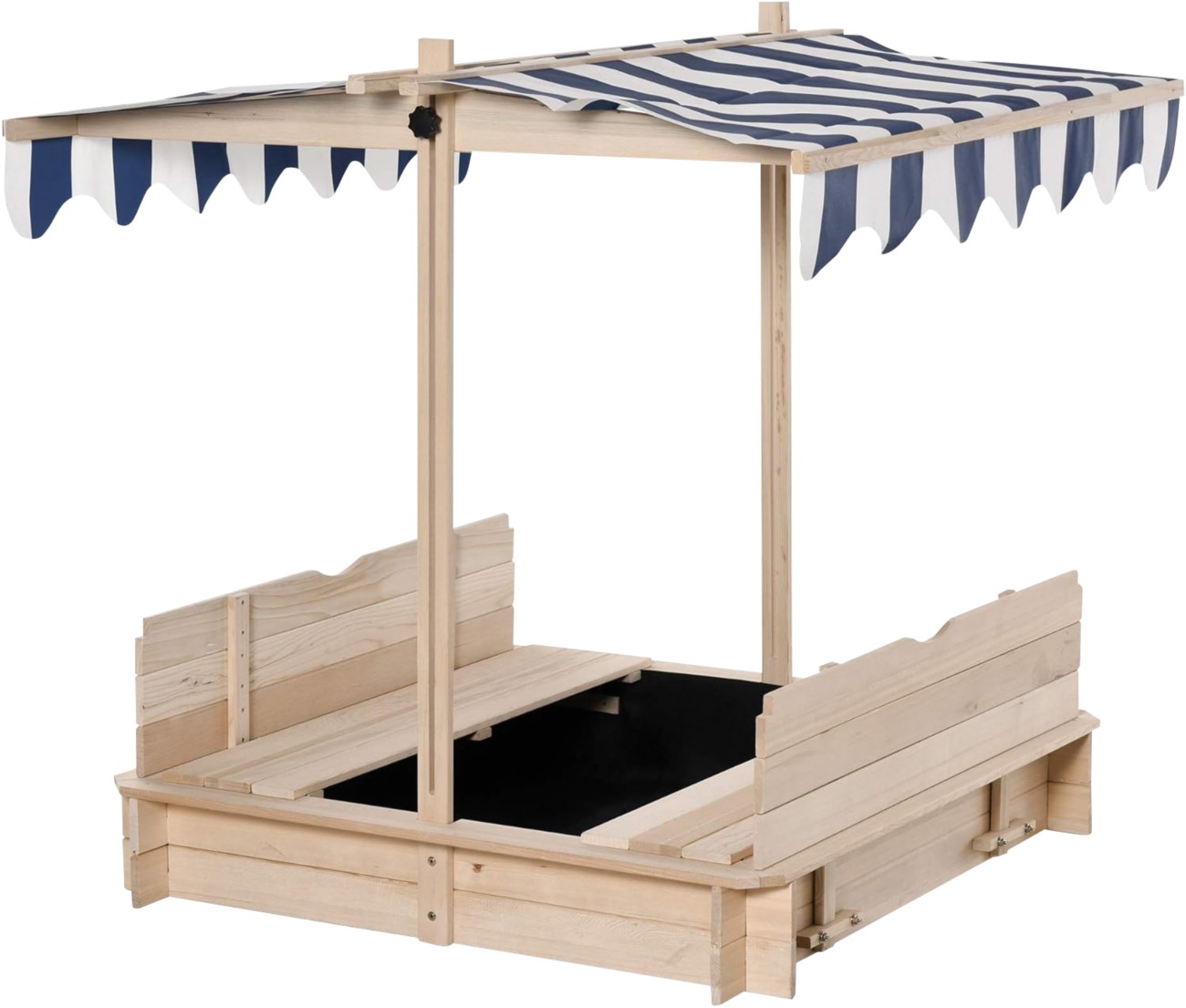 Outsunny Cabana Playset Sandbox 343-029 Fir Wood, Pl (Polyester) Blue, White