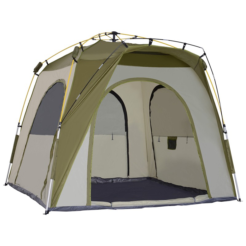 OutSunny Camping Tent Green, Grey 240x240x195 cm 240 (W) x 240 (D) x 195 (H) cm Water Resistant