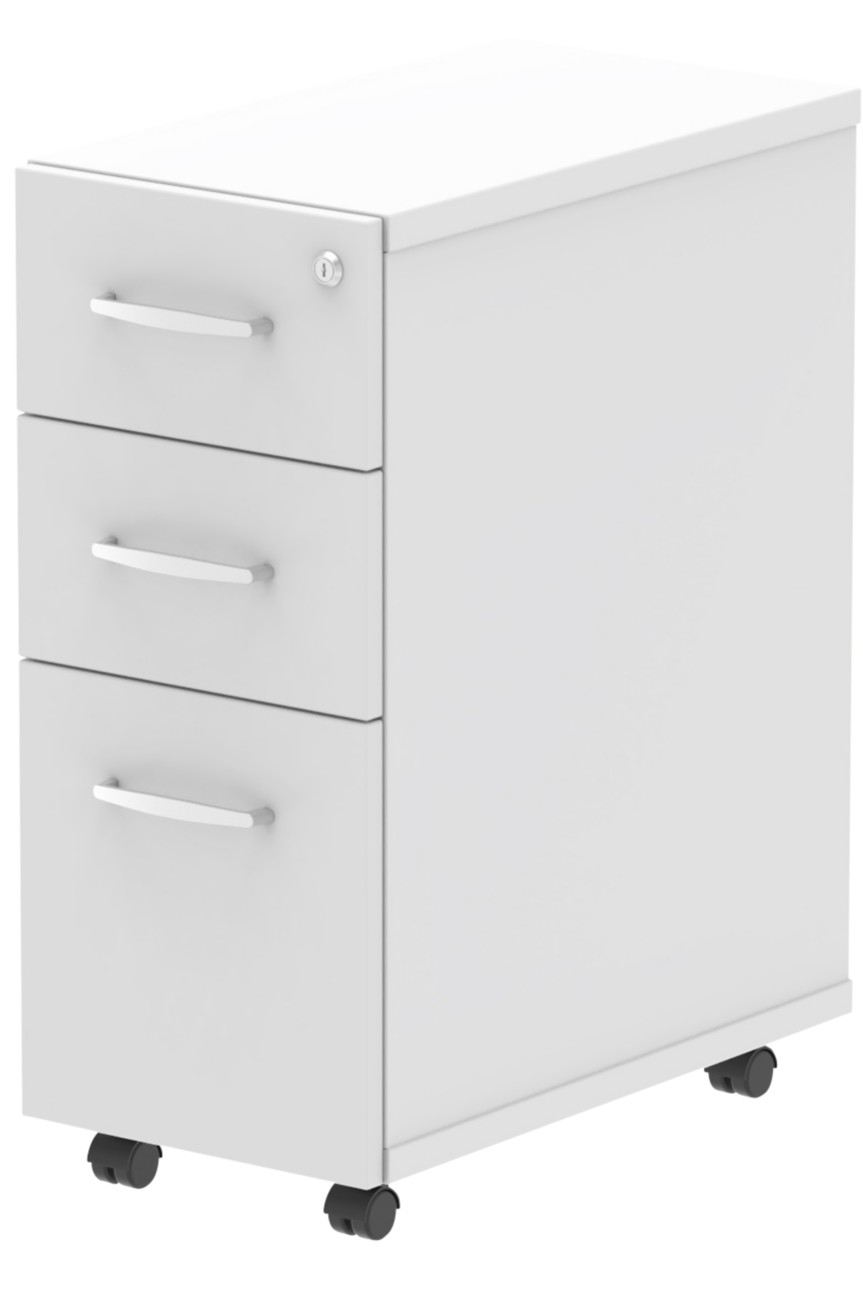 Narrow Under Desk Pedestal 3 Drawer White - I001655 - Image 3