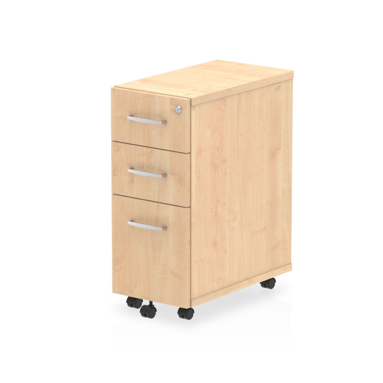 Dynamic Impulse Narrow Under Desk Pedestal 3 Drawer Maple
