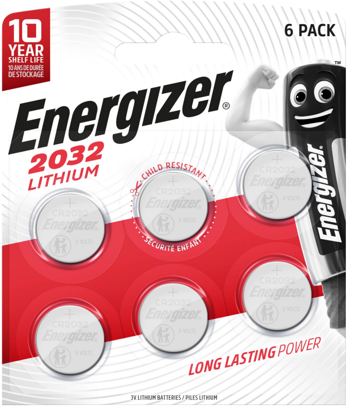 Energizer Grey Cr2032 Lithium Coin Cell Battery Pack Of Size 6