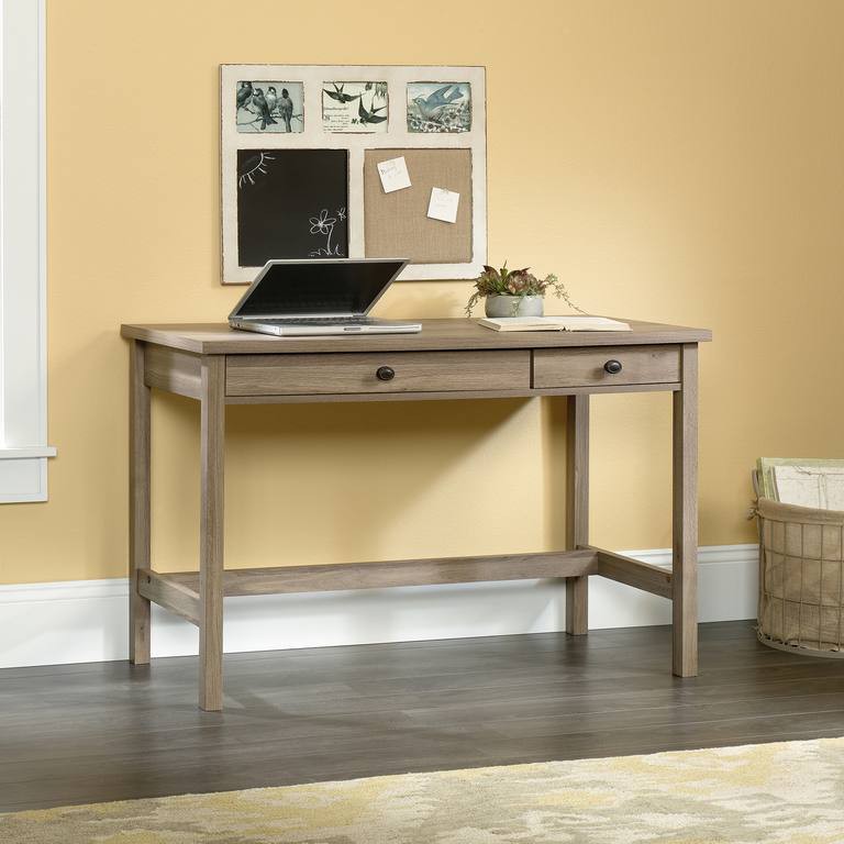 Teknik Home Office Desk Oak Wooden Legs 2 Drawers 1,198 (W) X 494 (D) X 763 (H) Mm Laminated Particle Board