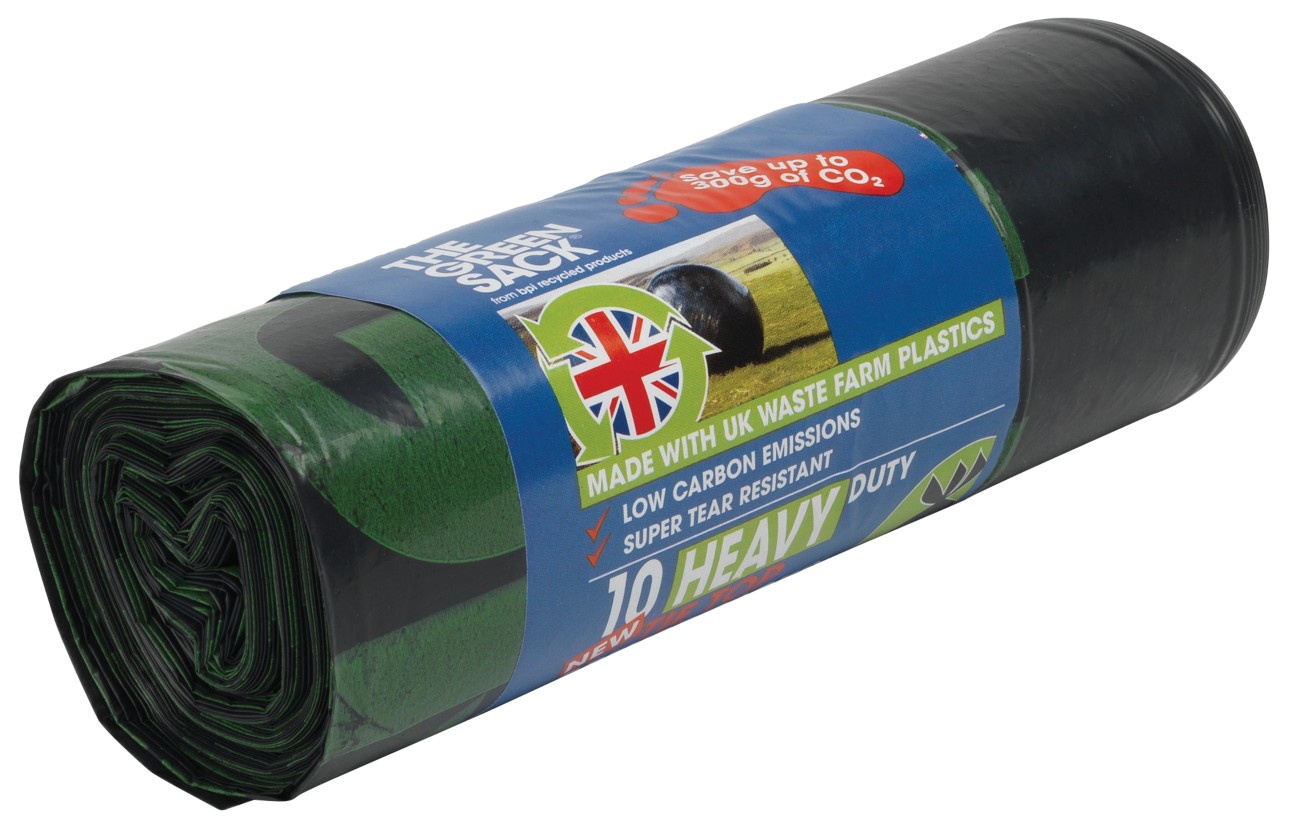 Green Sack Bin Bag Recycled Black Pe (Polyethylene) 29 Microns Pack Of 10
