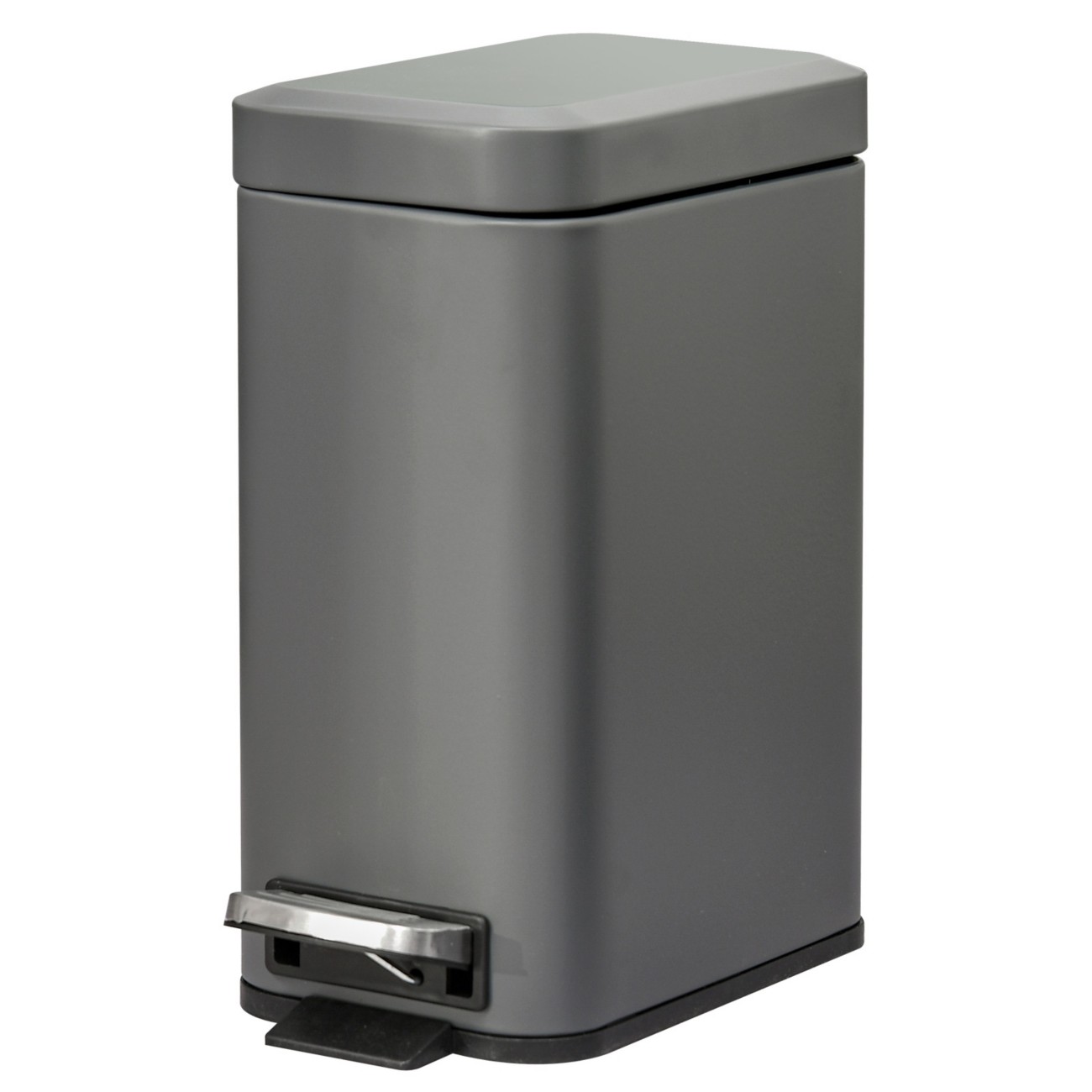 Homcom Unisex Grey Rectangle Compact Bin Steel Body Inner Bucket Quiet-Close Lid W/Pedal In 5L - Image 5