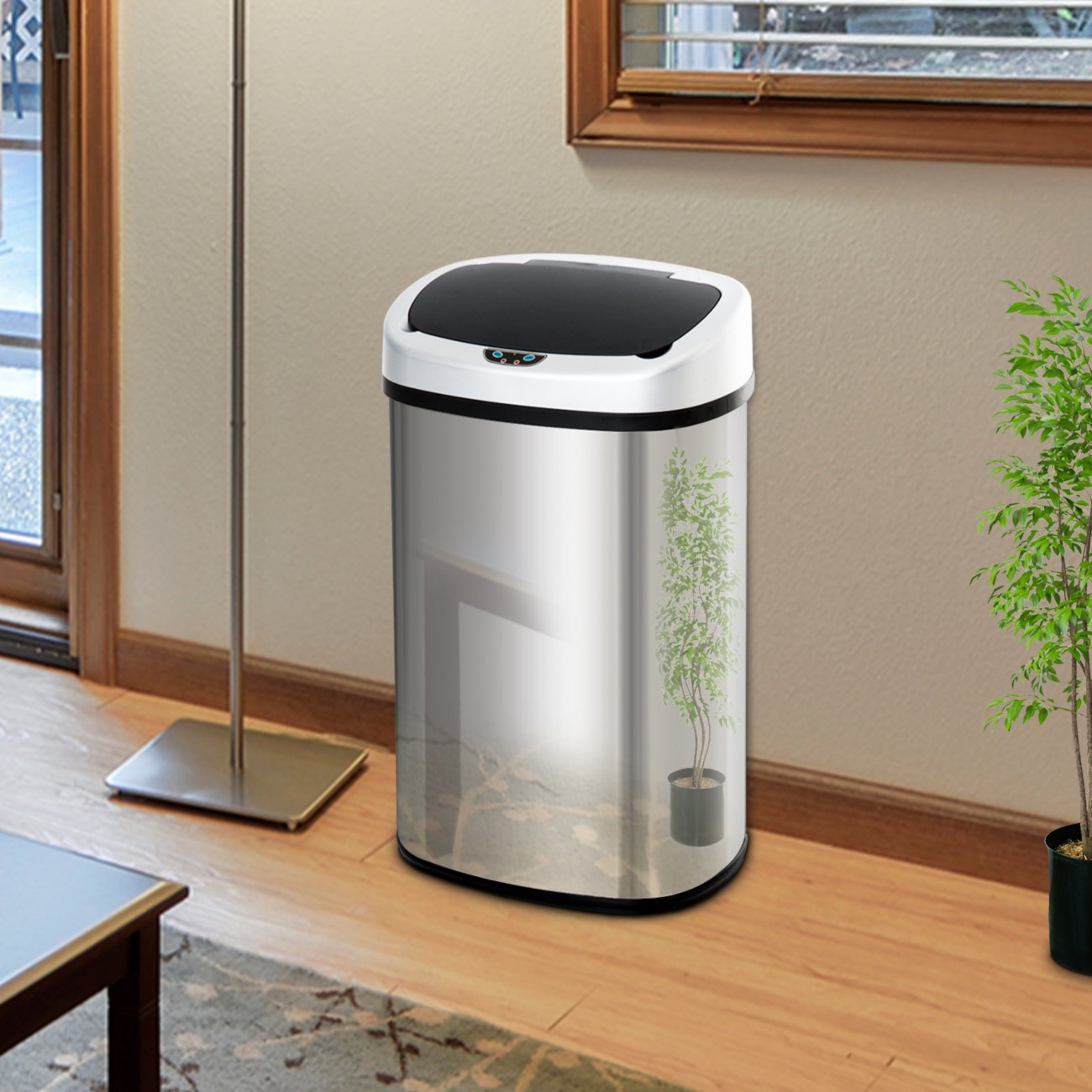 Homcom Automatic Sensor Bin 48 L Chrome Acrylonitrile Butadiene Styrene, Stainless Steel