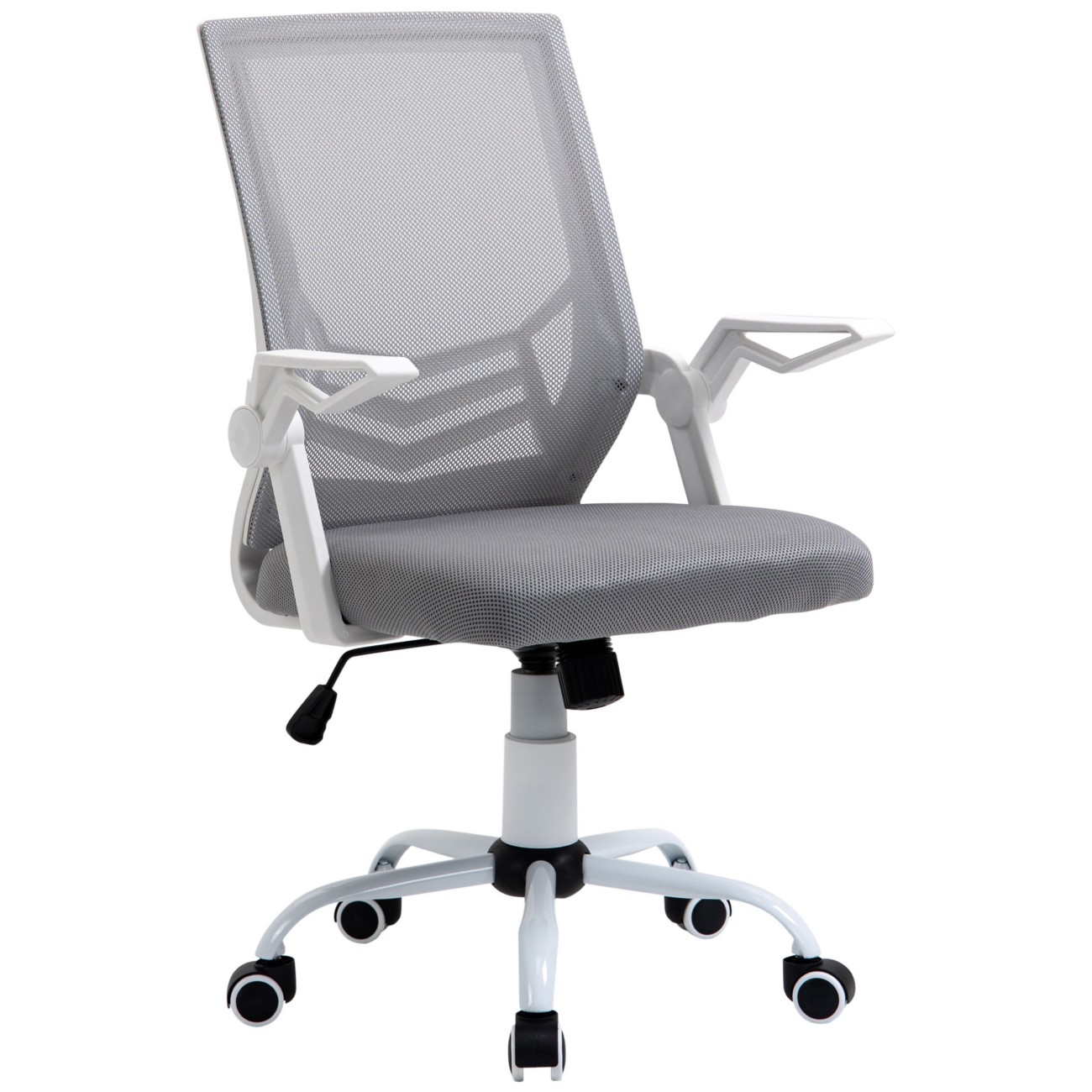 Bobobiy Grey Office Chair With Flip-Up Armrest, Mid Back Desk Chair With Mesh Back, Lumbar Support, Adjustable Height, Swivel Wheels For Home, - Image 7