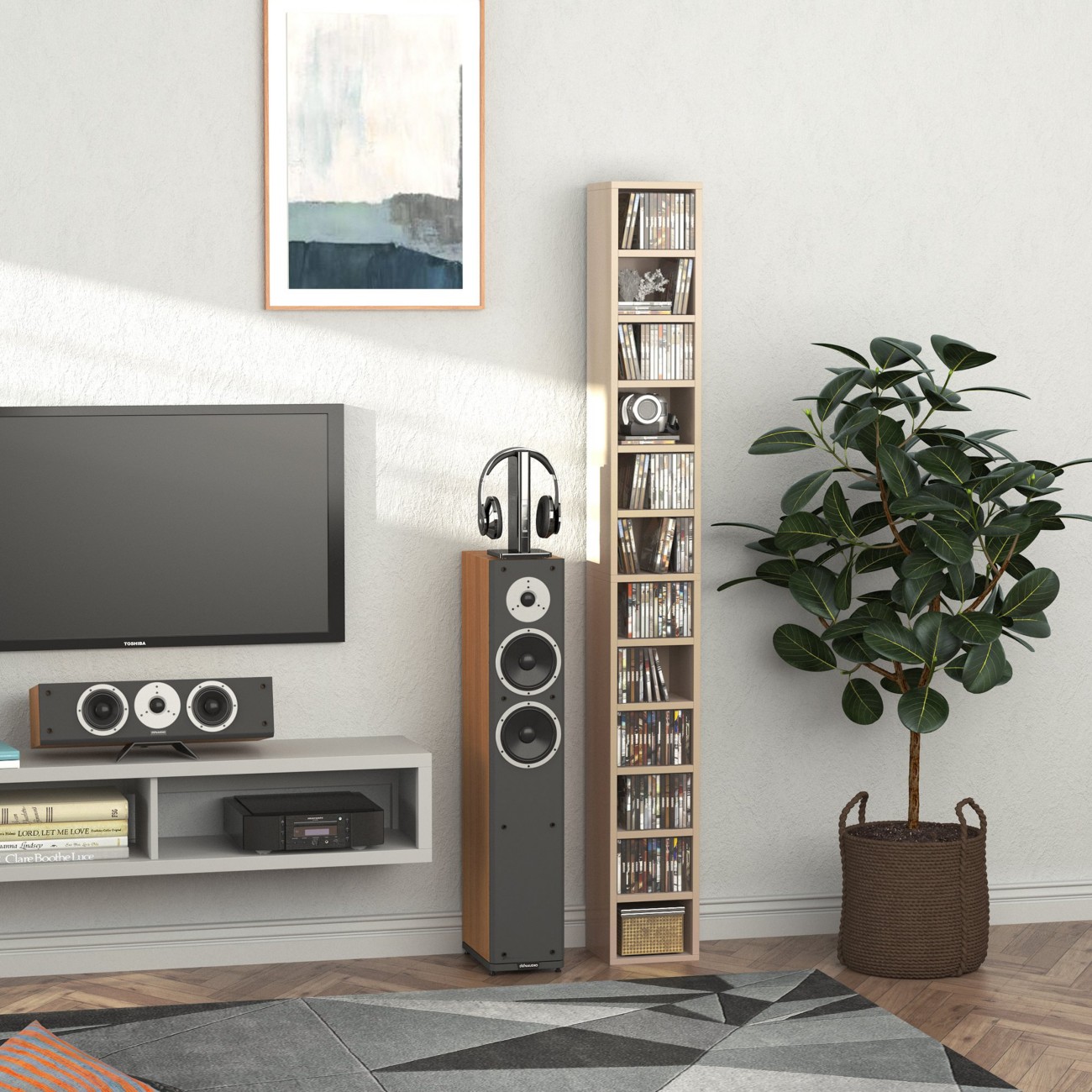 HOMCOM 204 CD Storage Tower Tall Storage Tower with 12 Tiers - Image 9