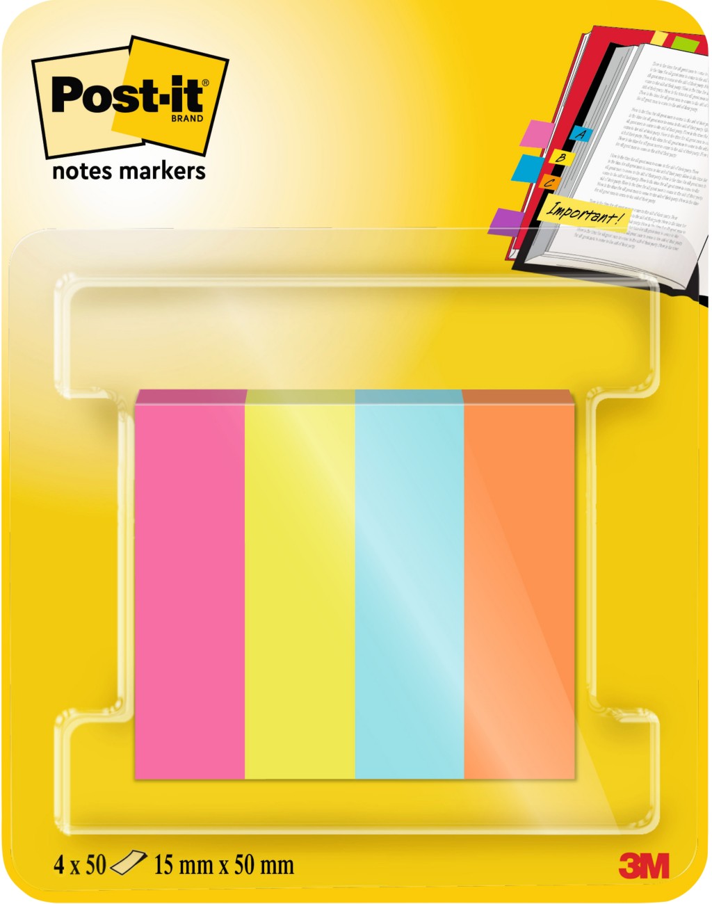 Post-it Page Marker 670-4-POP Blau, Grün, Orange, Rosa 4,44 x 4,44 (B x H) cm