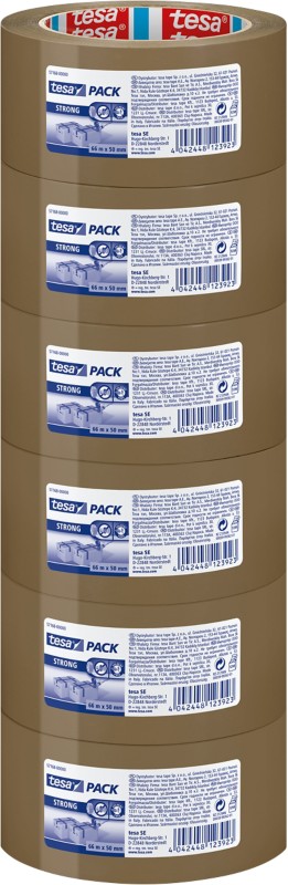 tesa Verpackungsklebeband tesapack Strong Braun 50 mm (B) x 66 m (L) PP (Polypropylen) 6 Rollen