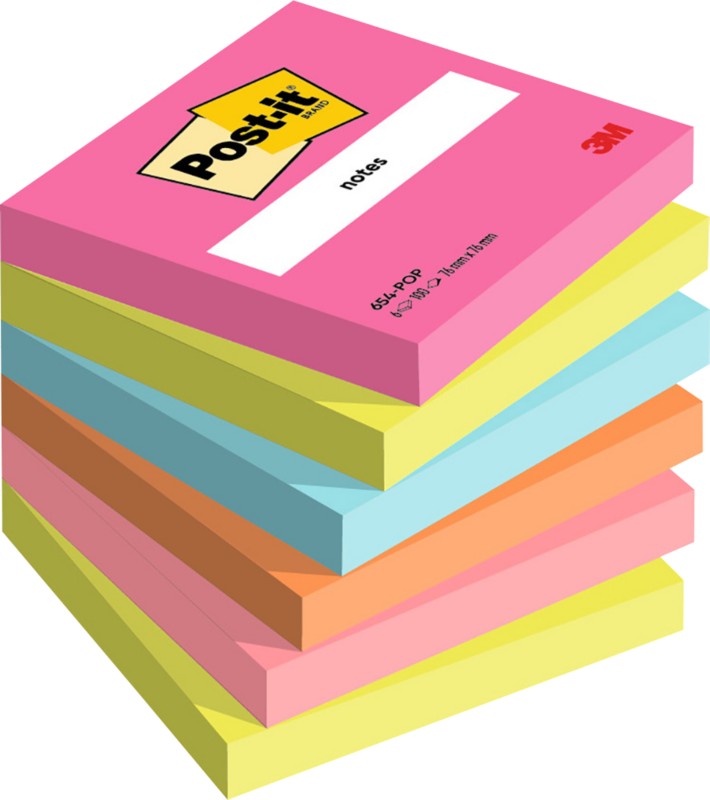 Post-it Haftnotizen Poptimistic 76 x 76 mm Sortiert 100 Blatt 6 Stück