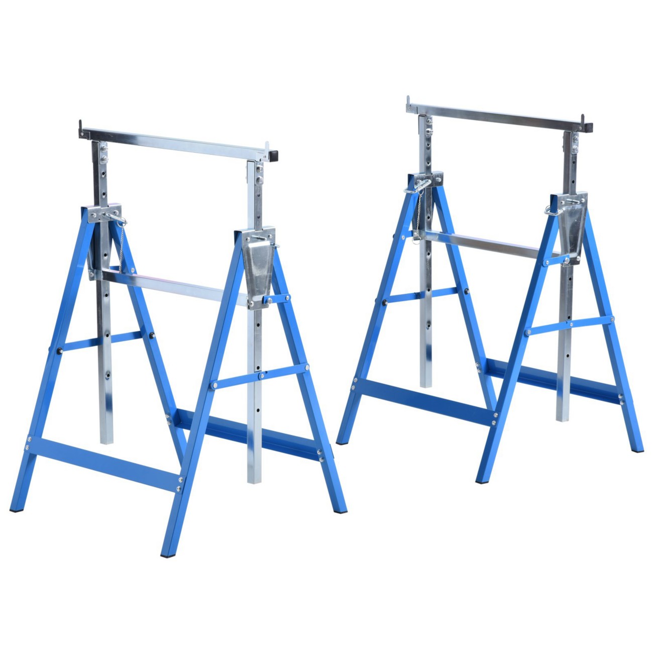 Rackhams Blue Set Of 2 Steel Saw Horses Telescopic Builders Work Bench - Image 11