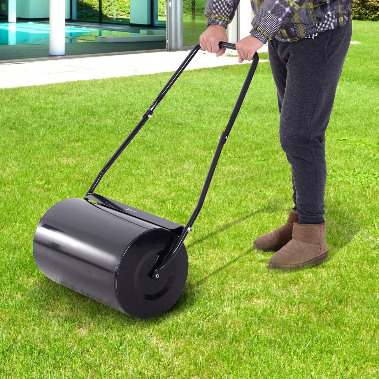 Blue Pirate Garden Lawn Roller 38L Steel Push Grass Mower Water Sand Filled Durhand - Image 7