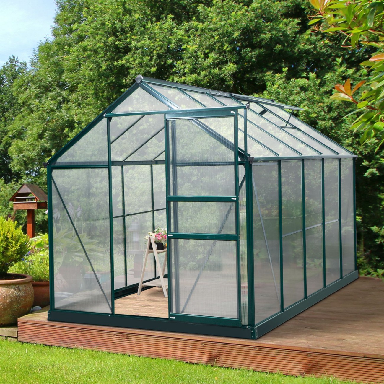 Outsunny Greenhouse 19 X 31.2 X 20.1 Cm Aluminium Alloy, Polycarbonate Dark Green