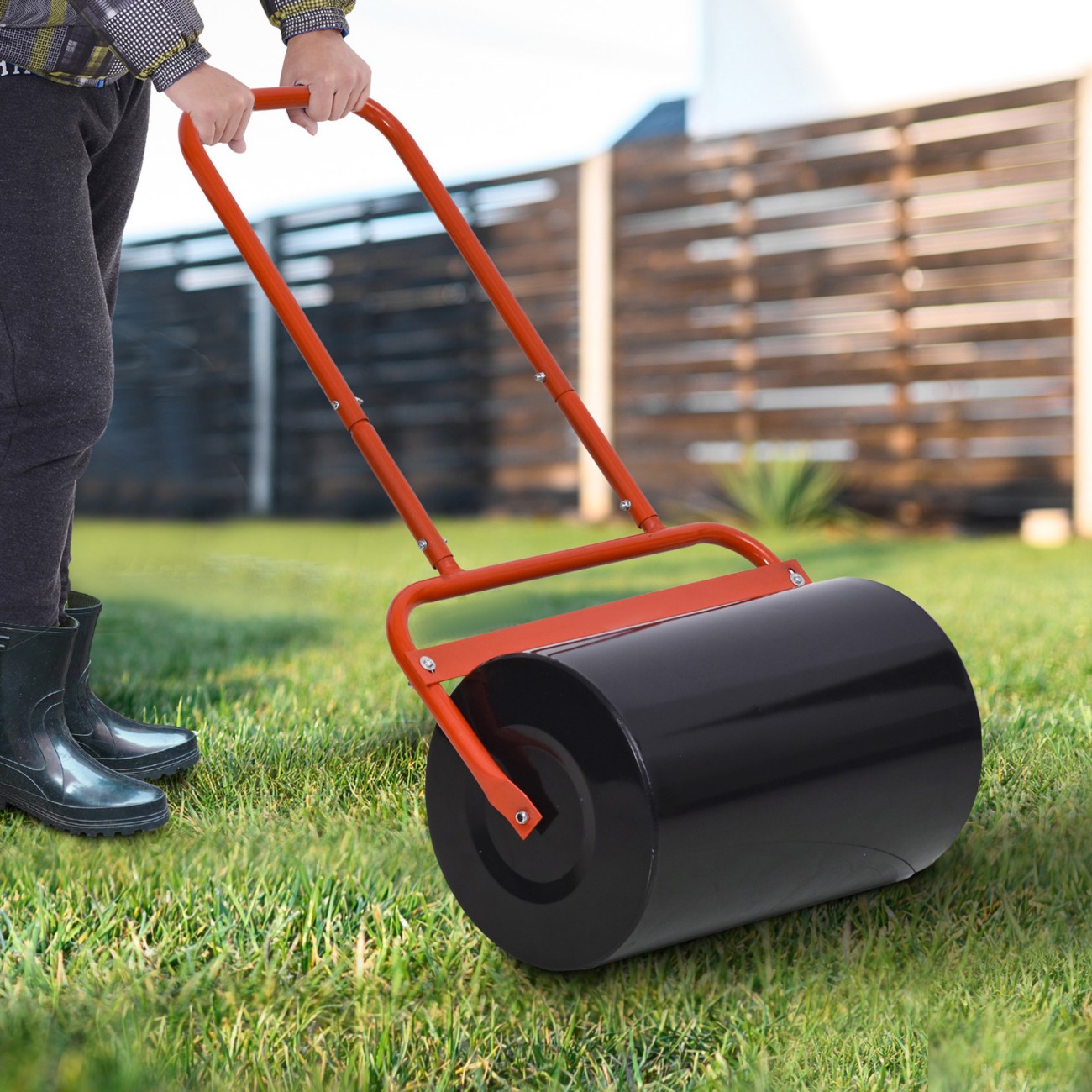 B&Q -  Combination Push Grass Roller W/ 38L Sand Or Water Garden Lawn Red - Image 2