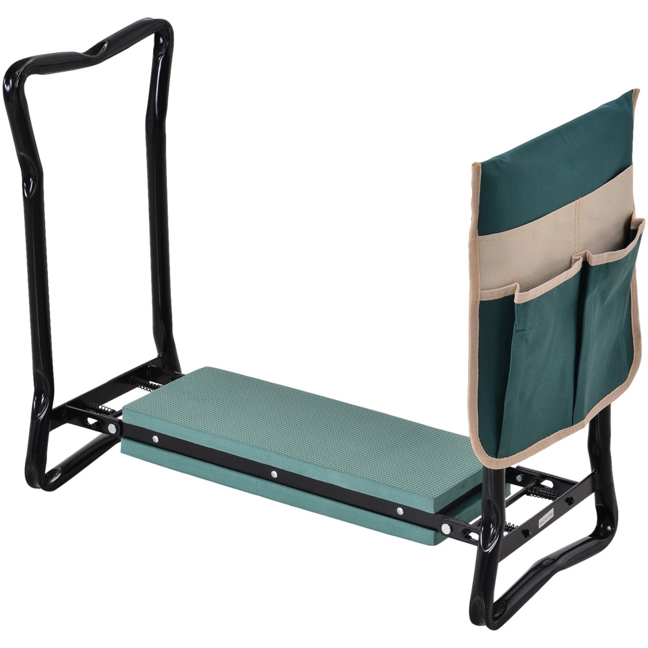 2 in 1 Garden Kneeler Seat with Tool Pouch Green Foldable Kneeling Pad Steel - Image 10