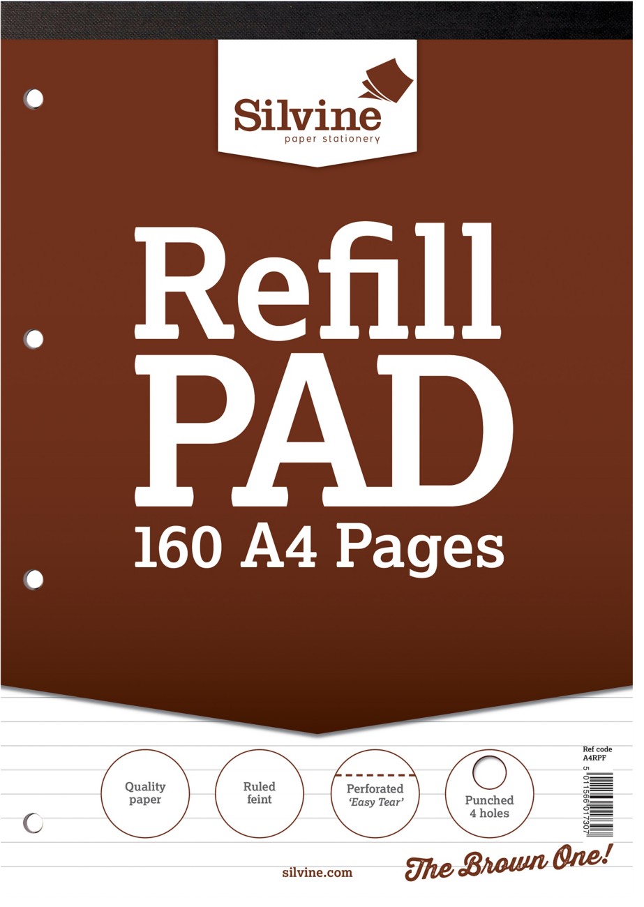Silvine Refill Pad Twin Wire Ruled Card Hardback Blue 80 Sheets Pack Of 6
