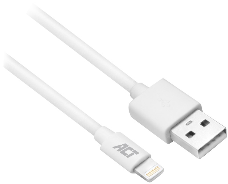 ACT USB A Male USB Kabel Apple Lightning AC3011 Weiß 1 m