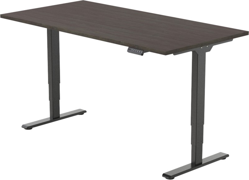 euroseats Economy Sitz-Stehschreibtisch Rechteckig Eiche T-Fuß 1.600 (B) x 800 (T) x 1.275 (H) mm Metall