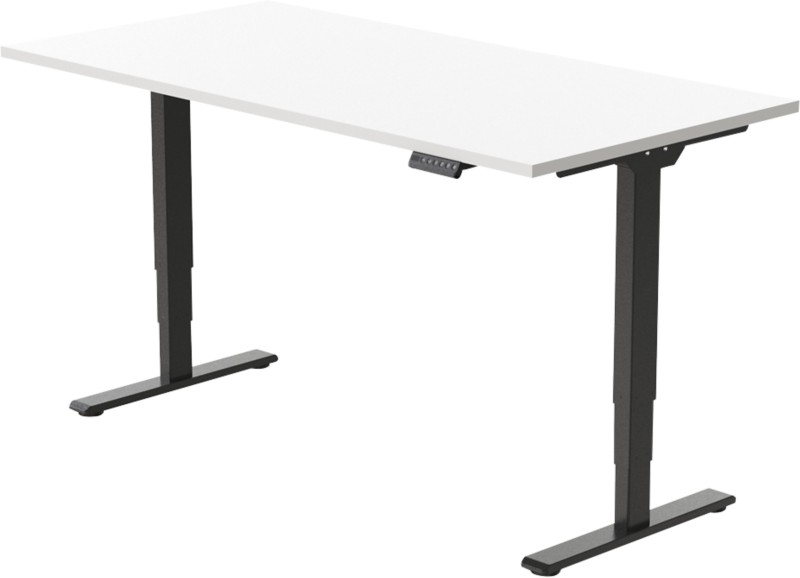euroseats Economy Sitz-Stehschreibtisch Rechteckig Weiß T-Fuß 1.600 (B) x 800 (T) x 1.275 (H) mm Metall