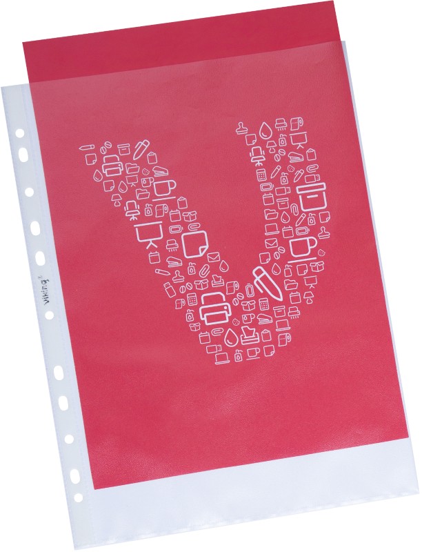 Viking Prospekthüllen DIN A4 Genarbt Transparent 80 Mikron PP (Polypropylen) Oben 11 Löcher 50 Stück