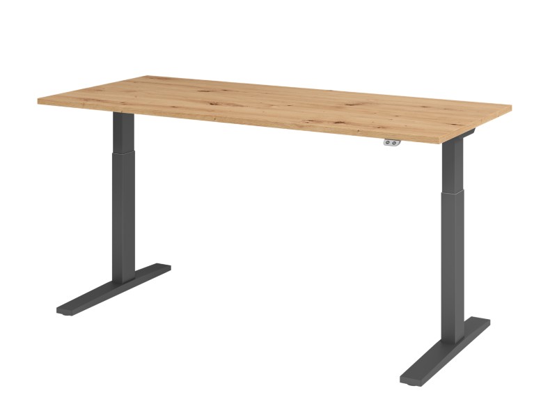 Hammerbacher VXMKA Elektrisch Höhenverstellbar Sitz-Stehschreibtisch Eiche C-Fuß 1.800 (B) x 800 (T) x 1.200 (H) mm Span...
