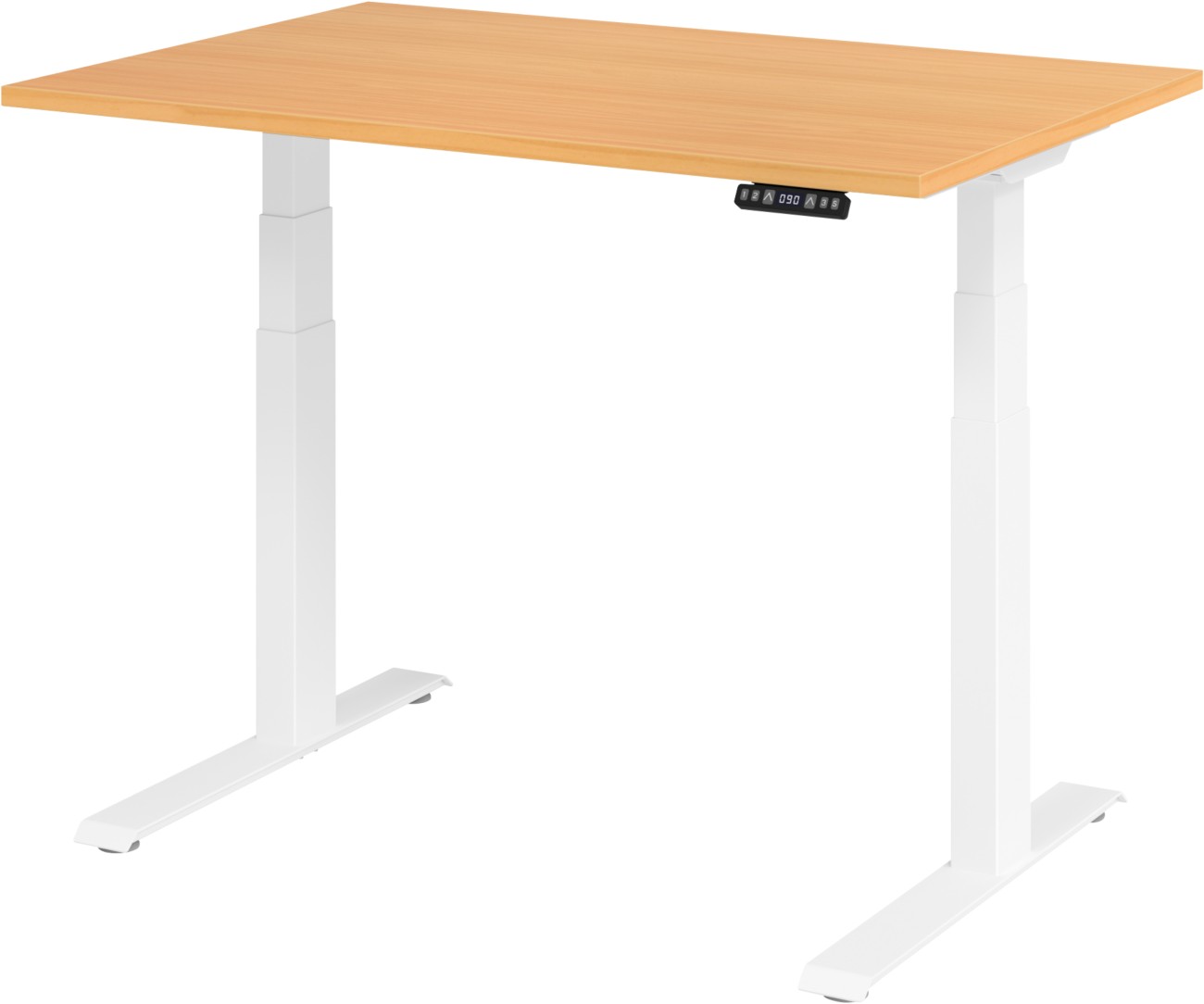 Thumbnail - Hammerbacher VXDKB Elektrisch Höhenverstellbar Sitz-Stehschreibtisch Buche C-Fuß 1.200 (B) x 800 (T) x 1.290 (H) mm Span...