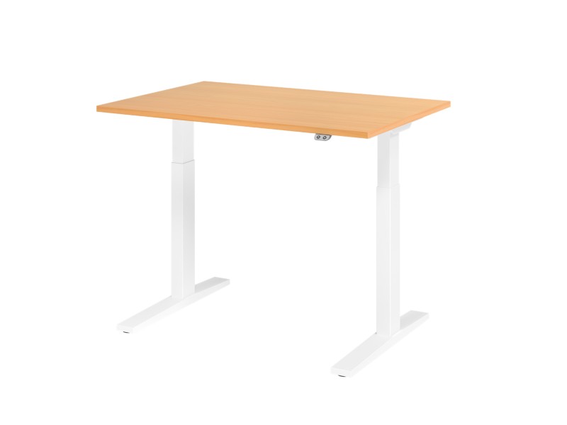 Thumbnail - Hammerbacher VXMKA Elektrisch Höhenverstellbar Sitz-Stehschreibtisch Buche C-Fuß 1.200 (B) x 800 (T) x 1.200 (H) mm Span...