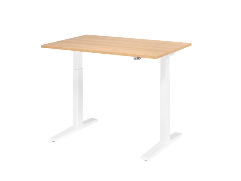 Thumbnail - Hammerbacher VXMKA Elektrisch Höhenverstellbar Sitz-Stehschreibtisch Eiche C-Fuß 1.200 (B) x 800 (T) x 1.200 (H) mm Span...