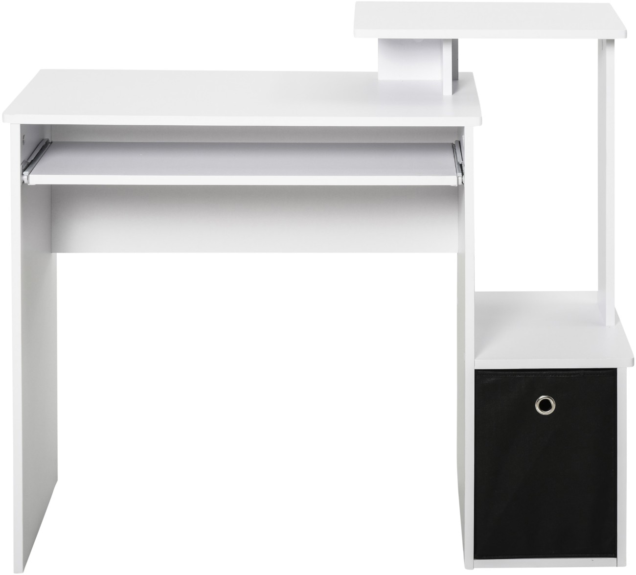Homcom Computer Desk White Rubberwood 1 Drawer 1 Pedestal 400 (W) X 1,000 (D) X 866 (H) Mm E1 Grade Particle Board