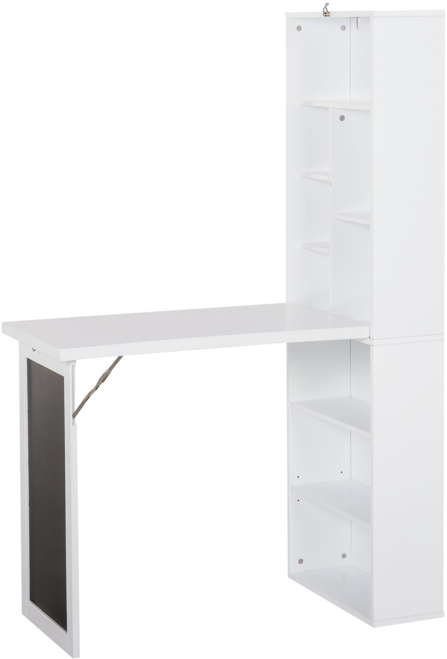 HOMCOM White Folding Convertible Desk with Bookshelf - Image 8
