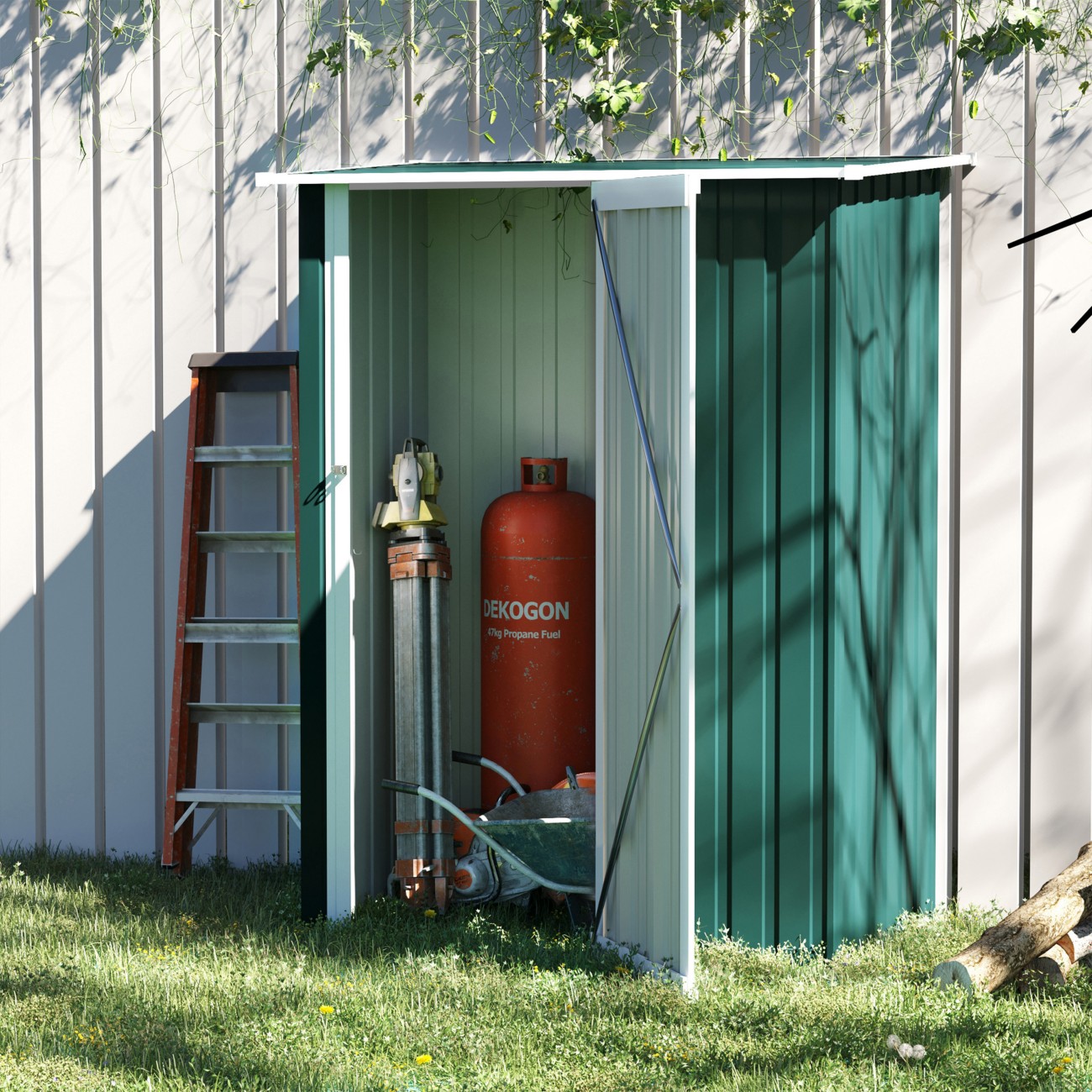 Outsunny Unisex Green Outdoor Storage Shed Steel Garden Shed With Lockable Door In - Image 8