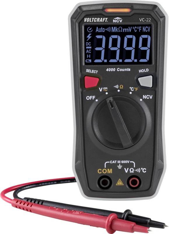 Voltcraft Tragbares Multimeter VC-22 Stromversorgung: Batterie Test Typ: Spannung, Widerstand, Akustik