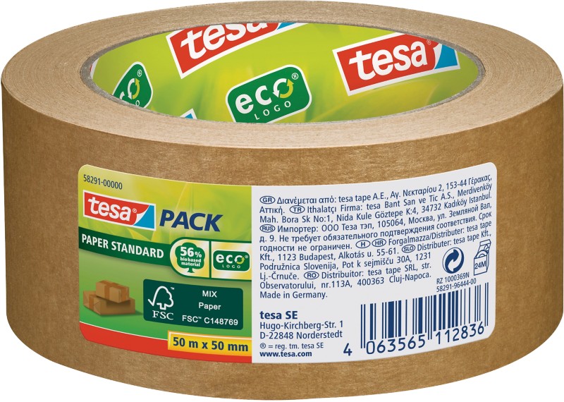 tesa Verpackungsklebeband tesapack Paper Standard Braun 50 mm (B) x 50 m (L) Papier