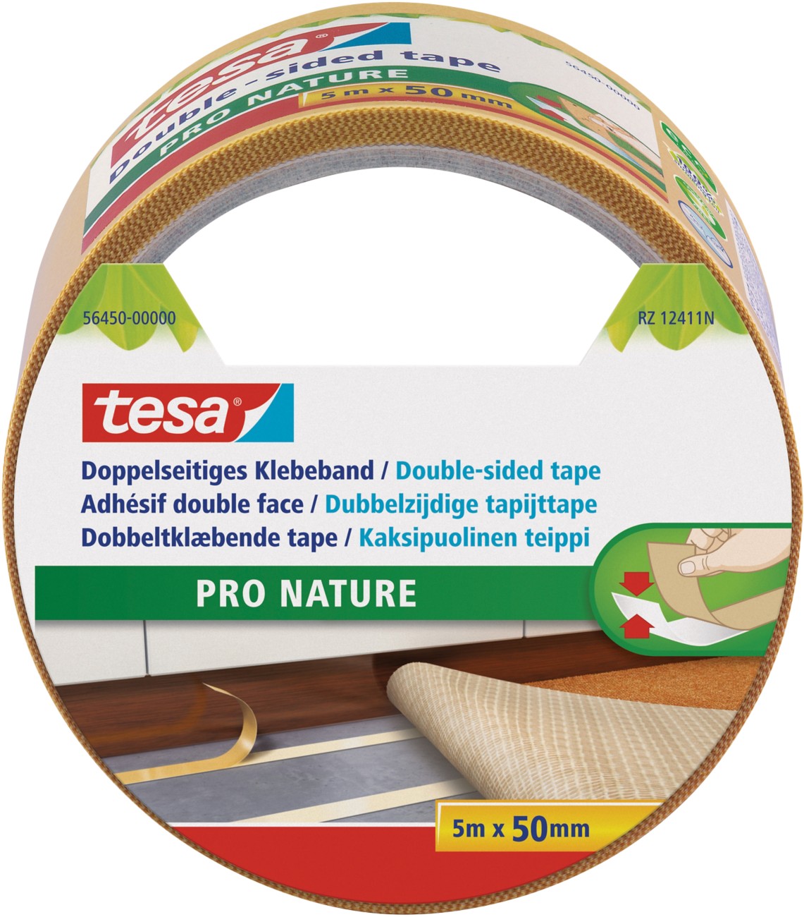 tesa Doppelseitiges Klebeband Pro Nature Weiß 50 mm x 5 m