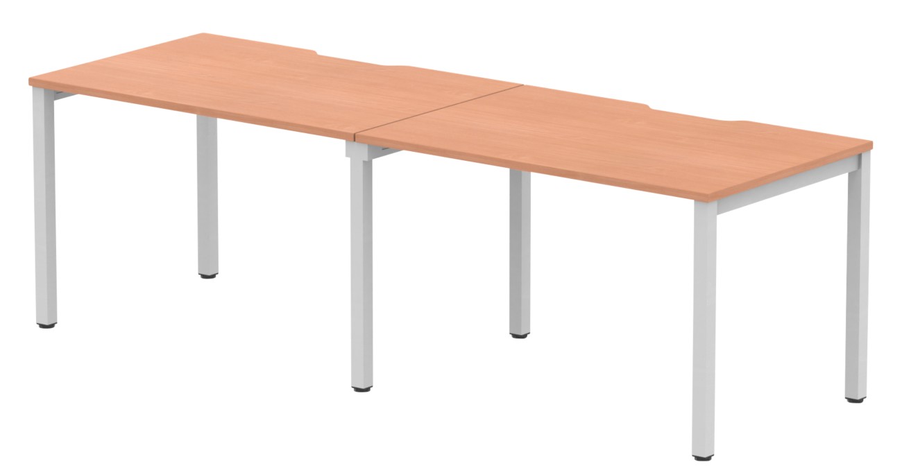 Dynamic Evolve Plus Bench Desk Rectangular Beech H-Frame 2,400 (W) X 800 (D) X 750 (H) Mm Mfc (Melamine Faced Chipboard)