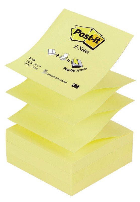 post it Notes repositionnables Post-it Z-Notes 76 (H) x 76 (l) mm 70 g/m² Jaune - 12 Unités de 100 Feuilles