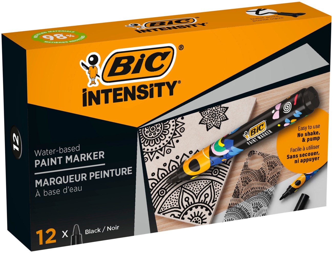 Bic Permanent Paint Marker Black Medium Conical 2.3 Mm Pack Of 12