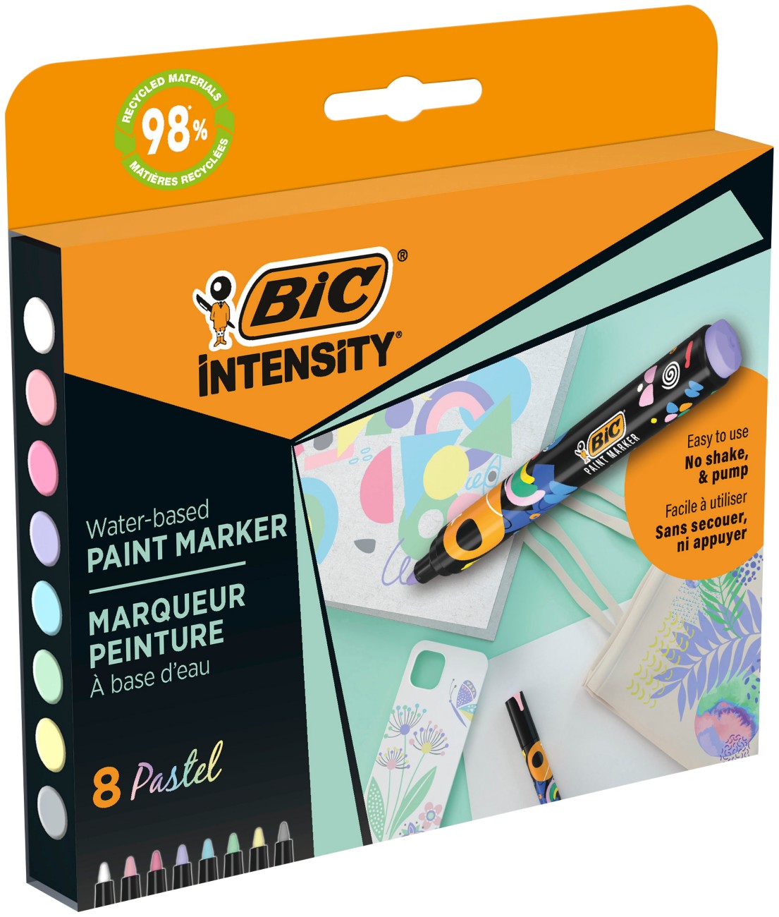Bic Permanent Paint Marker Assorted Medium Conical 2.3 Mm Pack Of 8