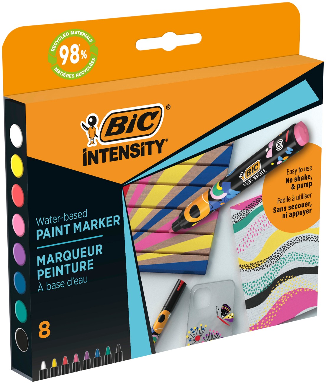Bic Permanent Paint Marker Assorted Medium Conical 2.3 Mm Pack Of 8