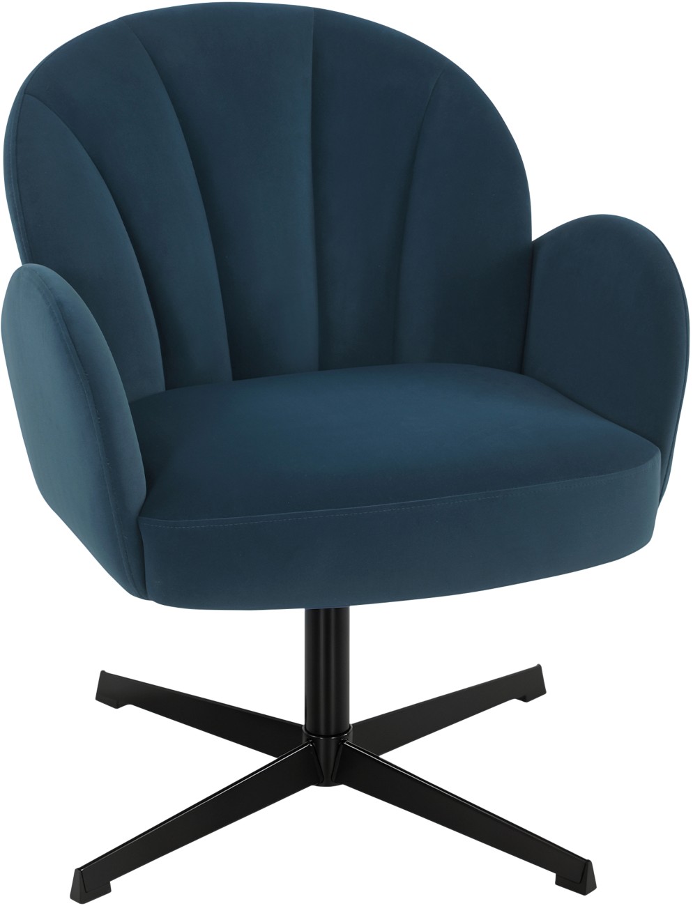 Homcom (Blue) Modern Accent Chair, Shell Swivel Armchair, Velvet-Feel Fabric - Image 7