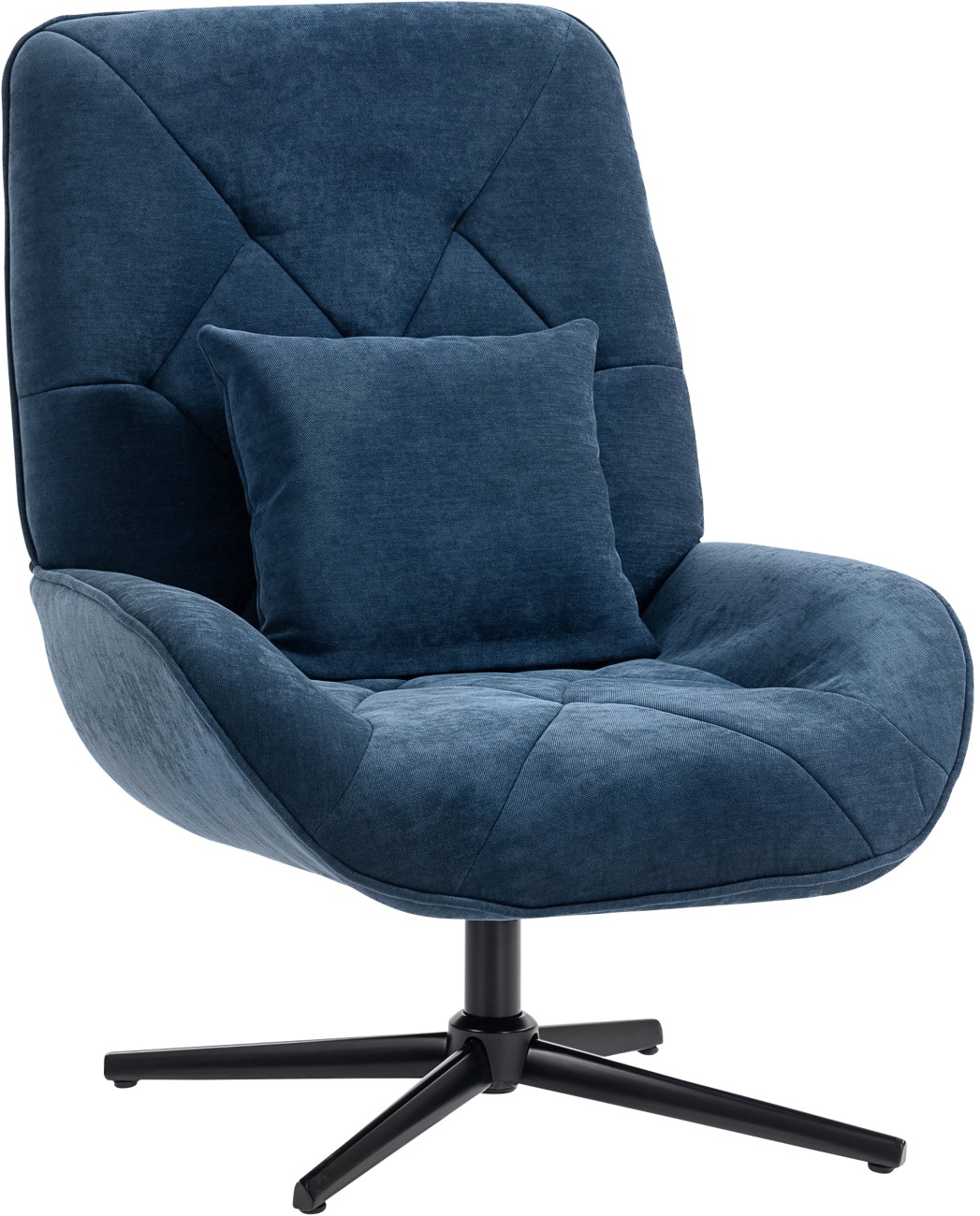 Homcom Dark/Blue Swivel Accent Chair, Chenille Armchair With Lumbar Pillow - Image 6