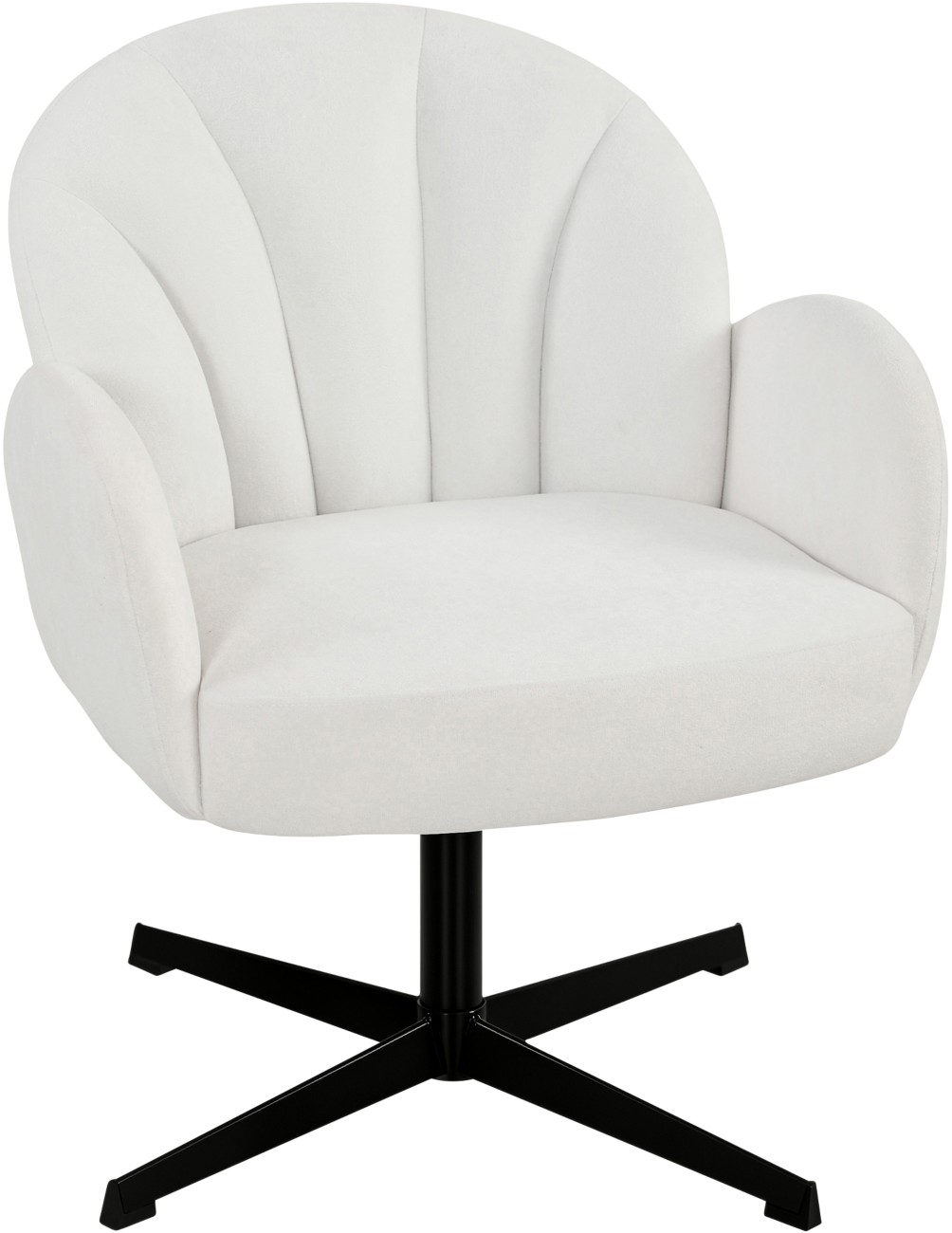 Homcom Cream Modern Accent Chair, Shell Swivel Armchair, Velvet-Feel Fabric - Image 6