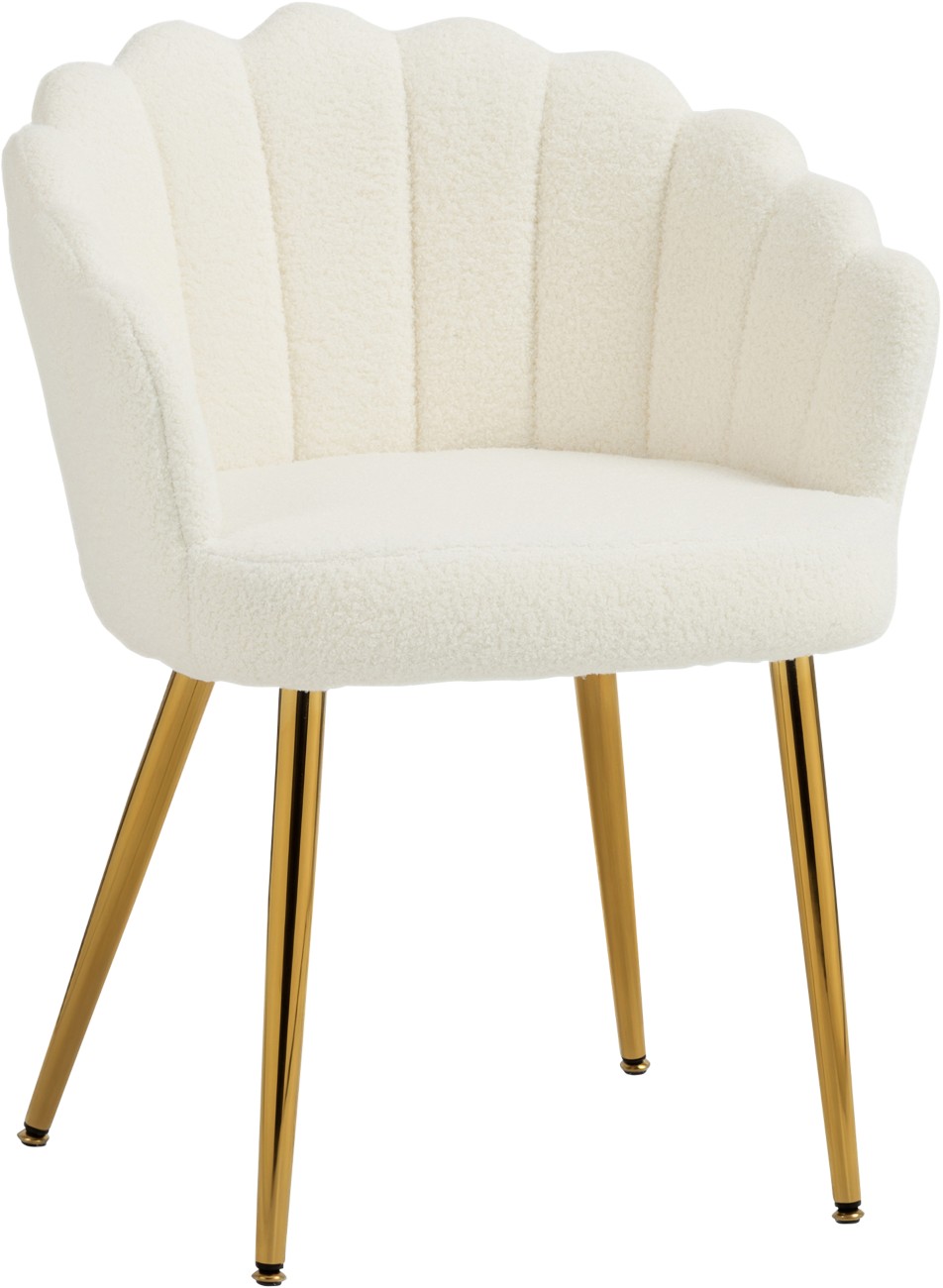 Homcom Unisex Cream Petal-Back Lounge Chair With Faux Lamb's Wool And Metal Legs, Armchair - Image 5