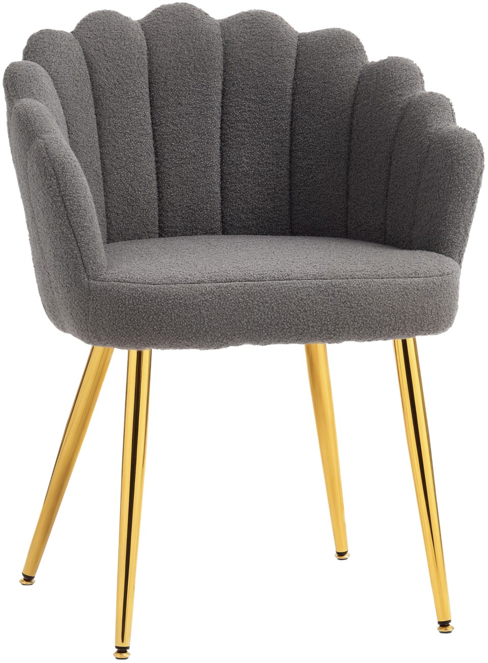 Homcom Unisex Grey Petal-Back Lounge Chair With Faux Lamb's Wool & Metal Legs, - Image 5