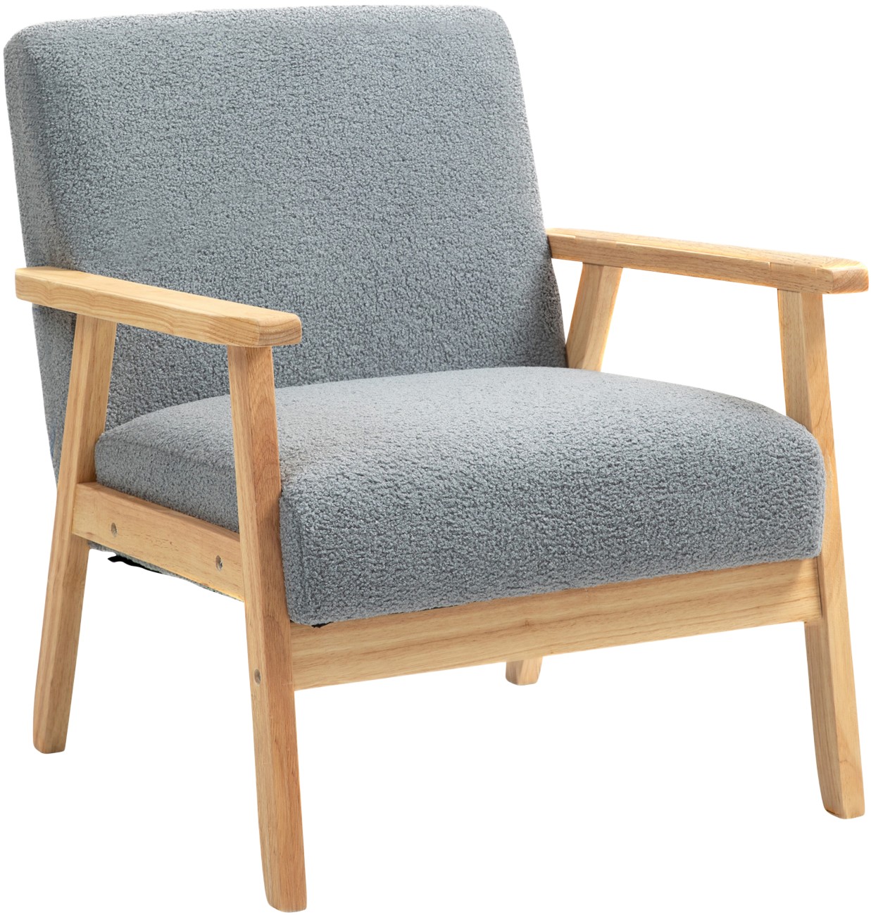 HOMCOM Accent Chair - Grey - Wide Seat - Wood Frame - Cashmere - Extra Large - Image 7