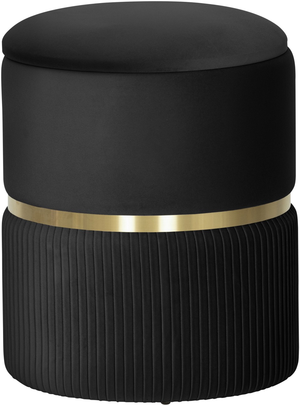 Portland Round Pouffe Footstool with Storage - Black Velvet - Image 8