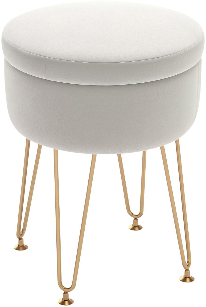 Rackhams Cream/White 5L Velvet-Feel Storage Ottoman - Image 9