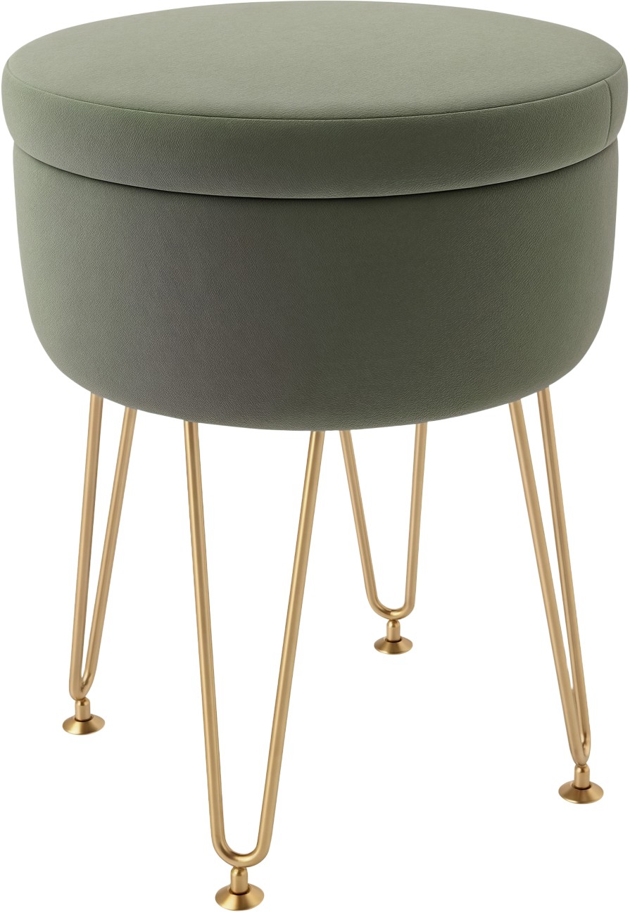 B&Q - 5L Velvet Footstool With Removable Lid For BedroomGreen - Image 6