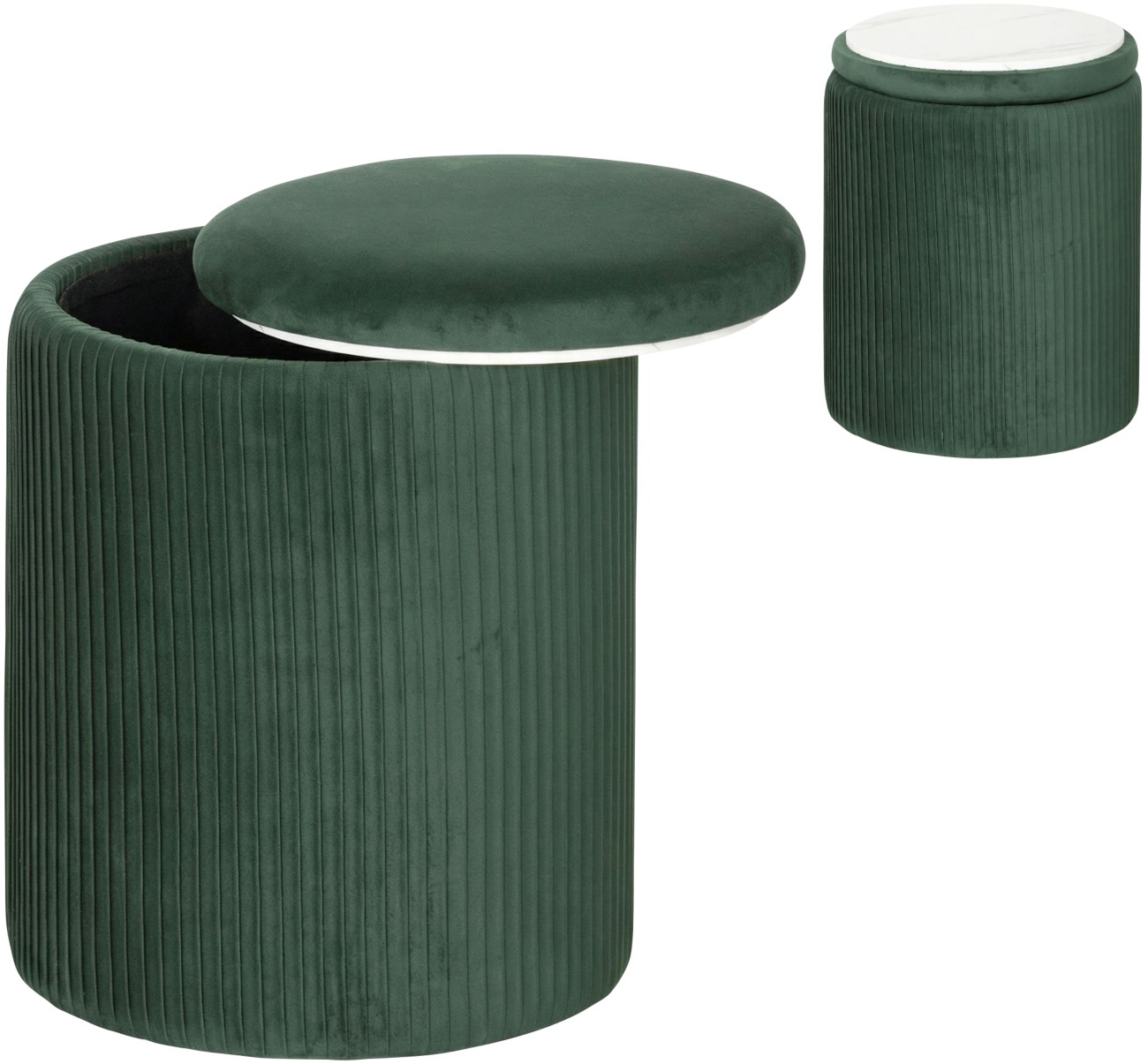 Homcom Unisex Dark Green Round Storage Ottoman With Removable Top In 39.2L - Image 7