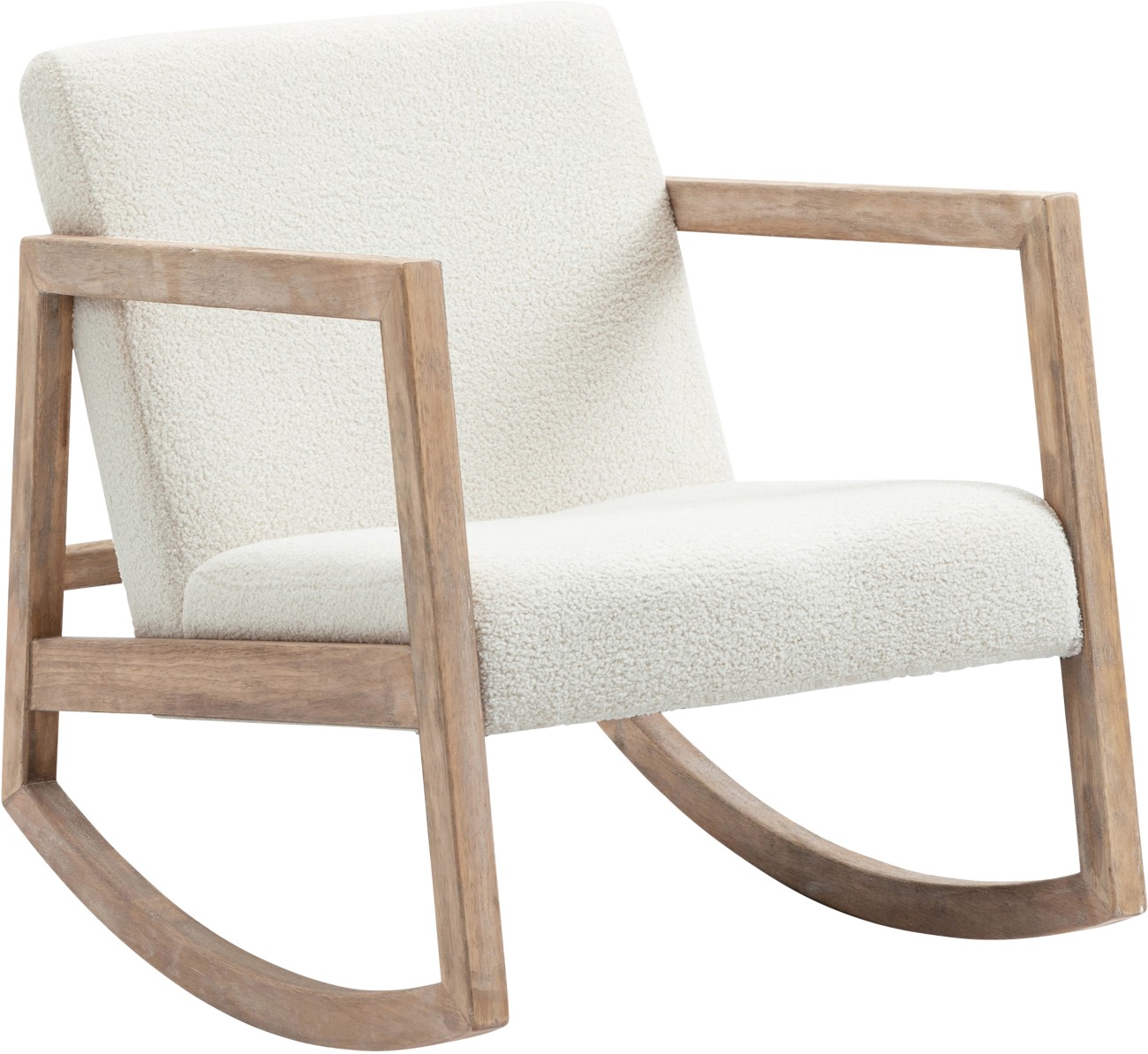 Rackhams Cream/White Rocking Chair, Upholstered Sofa Armchair With Cushion And Wood Base For Living Room And Bedroom, - Image 6